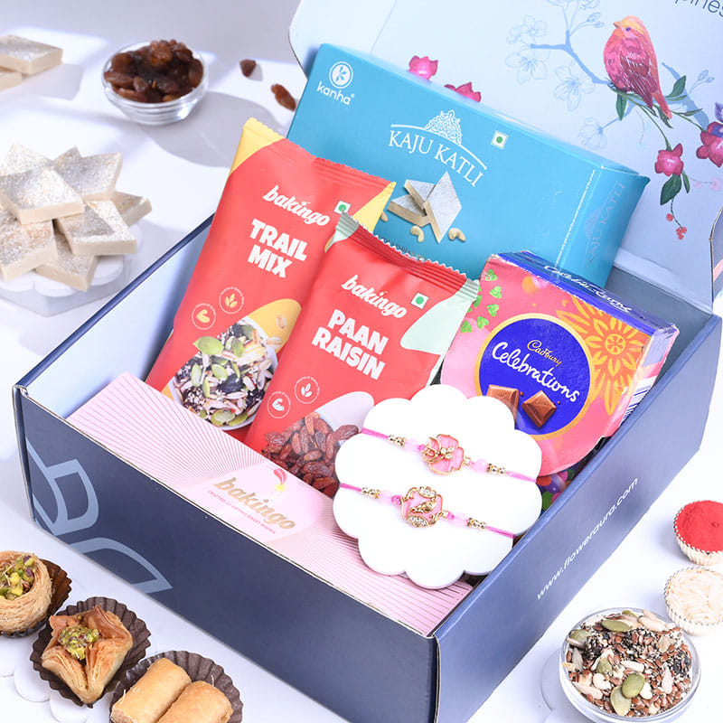 Buy Two Floral Rakhi N Festive Indulgence Hamper for Brother