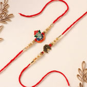 Two Ganesha N Peacock Pearl Rakhis 