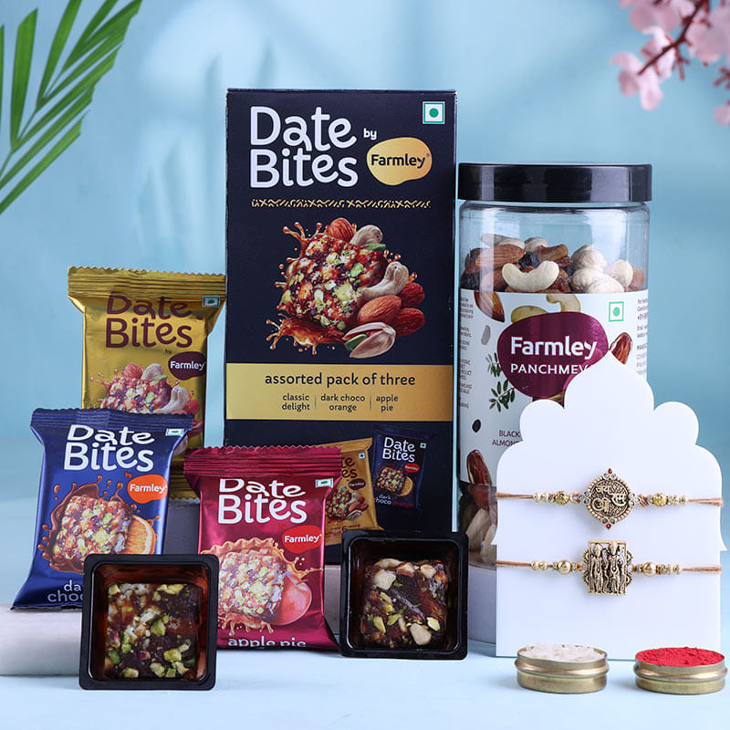 Two Lord Ram Rakhis With Panchmeva N Date Bites