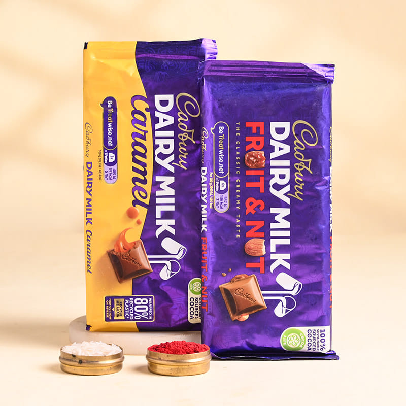 Two Mayura Grace Rakhis With Chocolate Bars