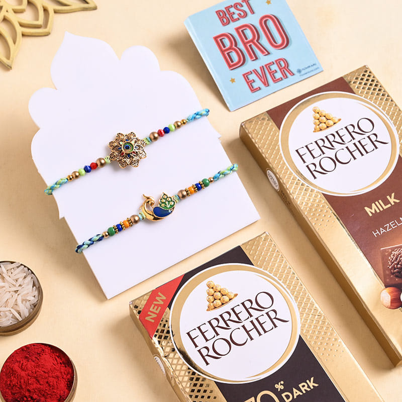 Mayura Grace Rakhi Duo With Ferrero Choco Bars