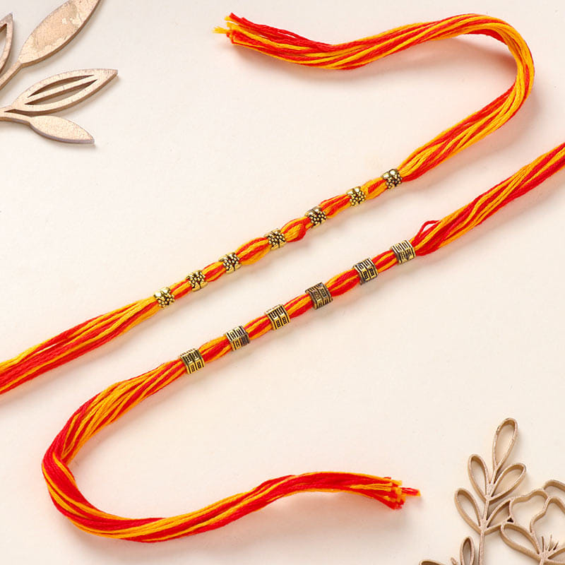 Two Metallic Embellished Rakhis