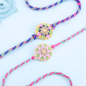 Set of 2 Pastel Blush Meenakari Rakhi