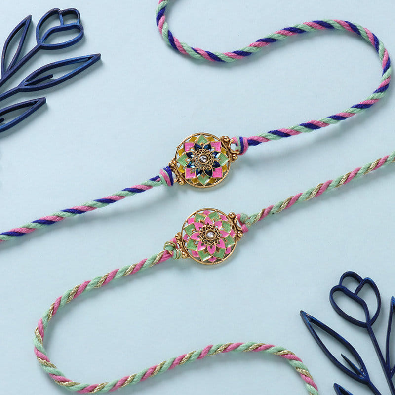 Handpainted Meenakari Rakhi Set Of 2
