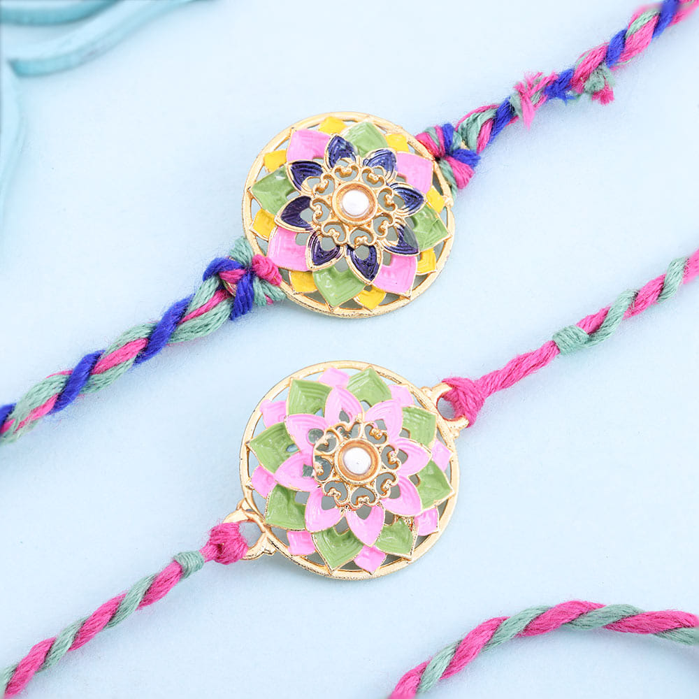 Set of 2 Pastel Blush Meenakari Rakhi