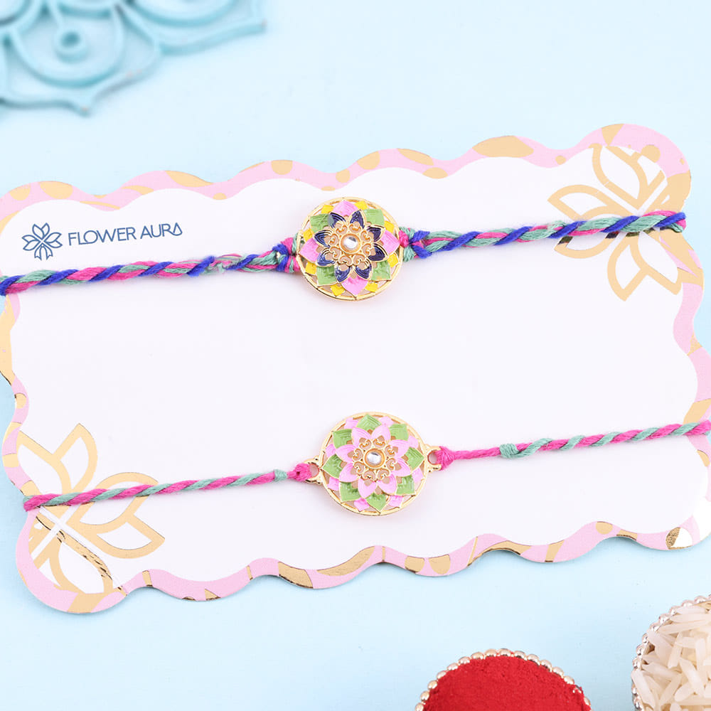 Set of 2 Pastel Blush Meenakari Rakhi