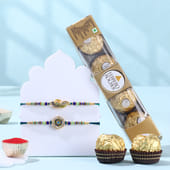 Two Peacock Rakhis With Ferrero Rocher