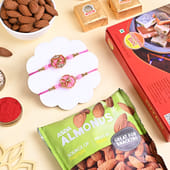 Two Pink Designer Rakhis With Sweets N Almonds