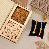 Top View of Two Rakhi with Dry Fruit Box - Order Online