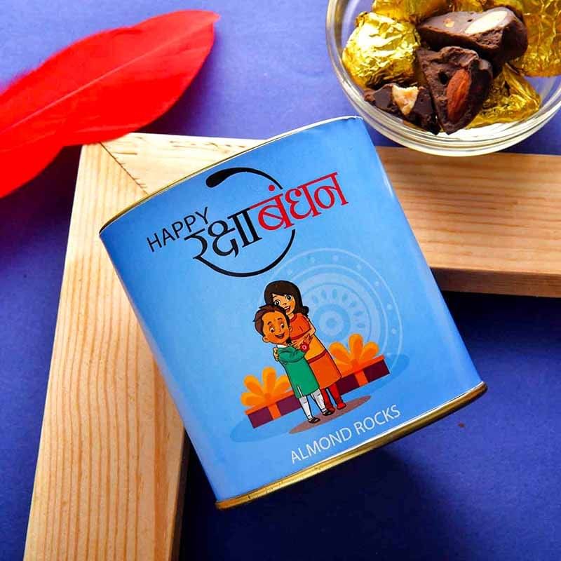 Two Rakhi N Choco Almond Rocks - Rakhi Online UAE