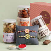 Two Rakhis And Nuts In Signature Box