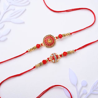 Set of 2 Red Designer Rakhi