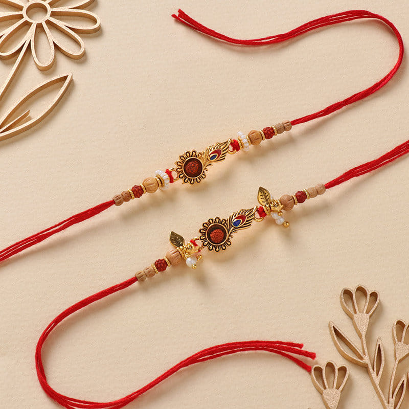 Two Rudraksha Bhaiya Bhabhi Rakhis