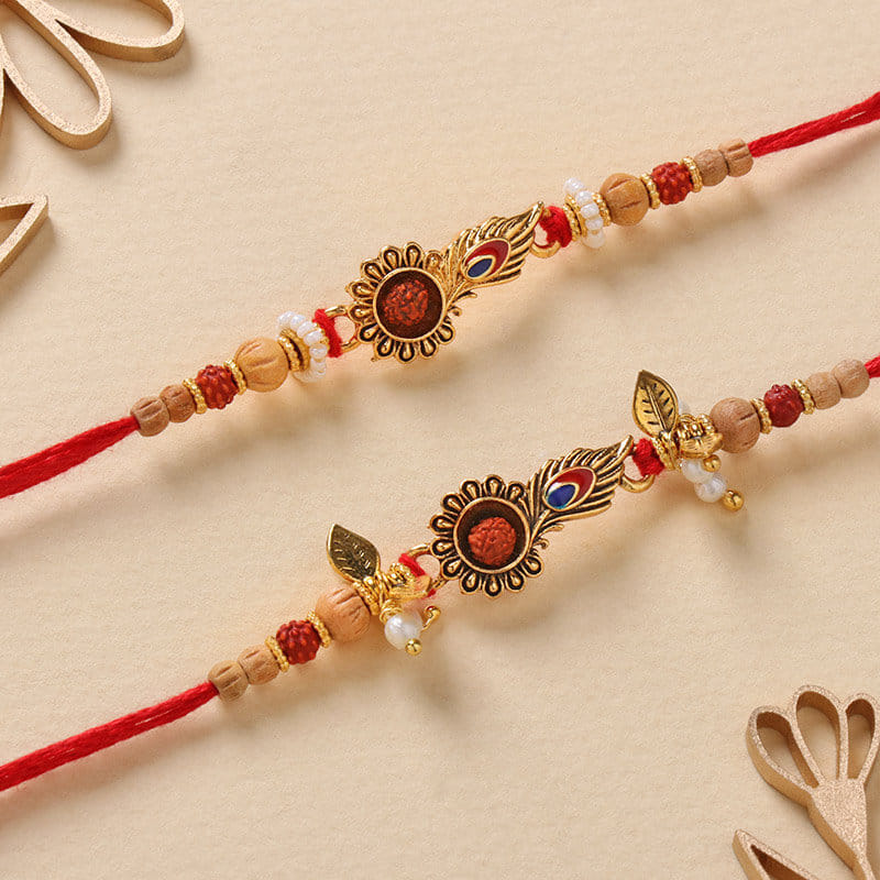 Two Rudraksha Bhaiya Bhabhi Rakhis