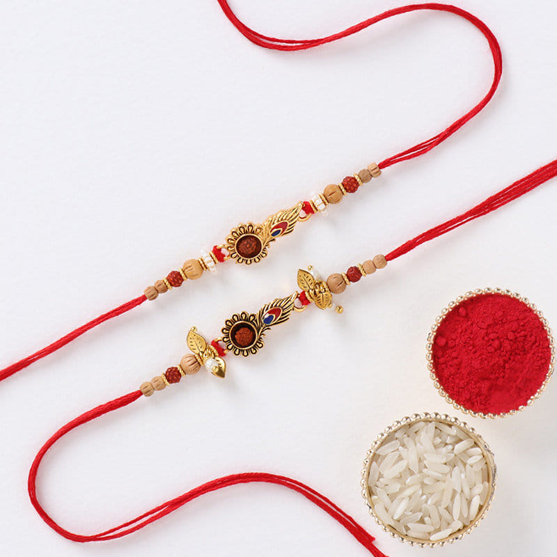Two Rudraksha Bhaiya Bhabhi Rakhis