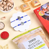 Two Sacred Blue N Silver Rakhis With Treats
