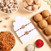 Two Sacred Ganesha N Om Rakhis With Treats 