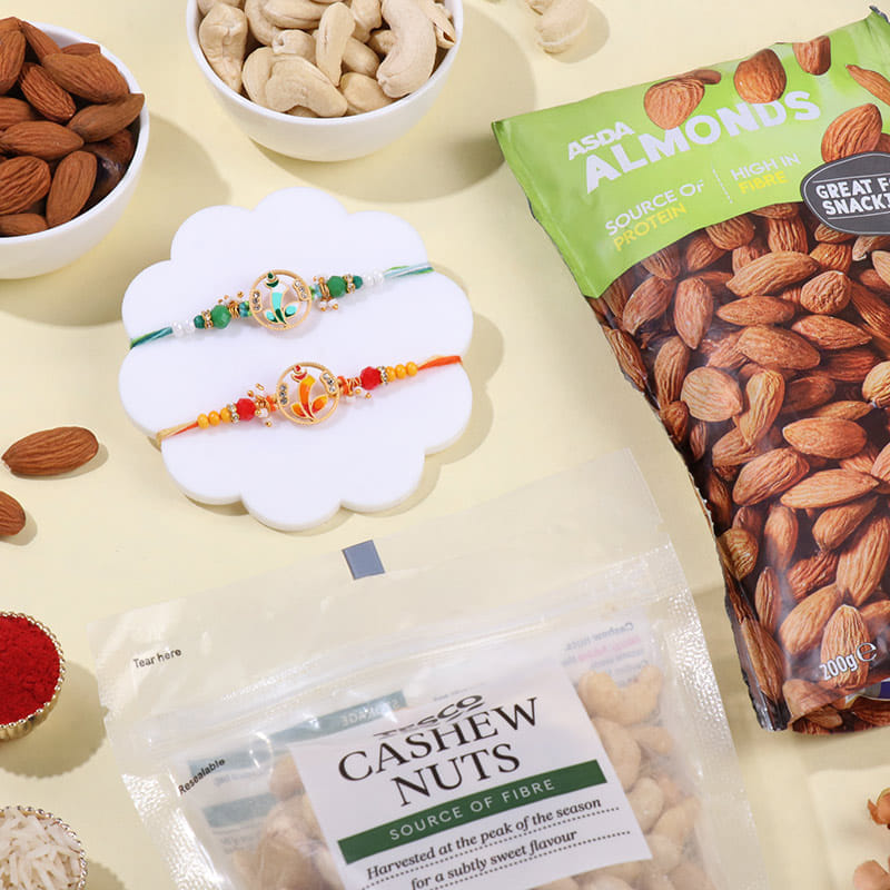 Two Sacred Ganesha Rakhis With Dry Fruits