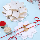 Two Sacred Rakhis With Kaju Katli