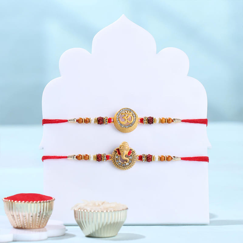 Two Sacred Rakhis With Kaju Katli