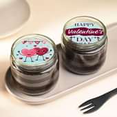 Two Valentine Hearts Choco Jar Cakes