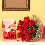 Bunch of Red Roses with Greeting Card Combo