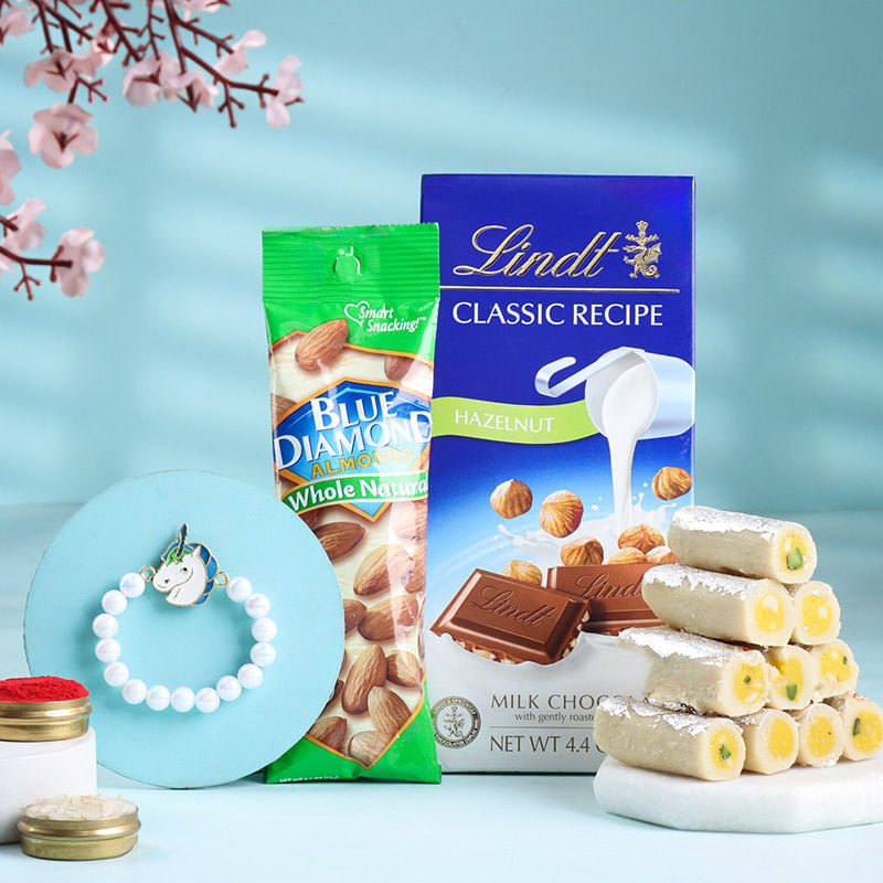 Unicorn Charm Rakhi With Nuts N Sweet Treats