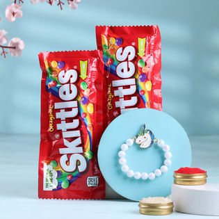 Unicorn Kids Rakhi N Fruit Candies Combo