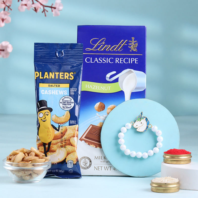 Unicorn Kids Rakhi With Nuts N Chocolate