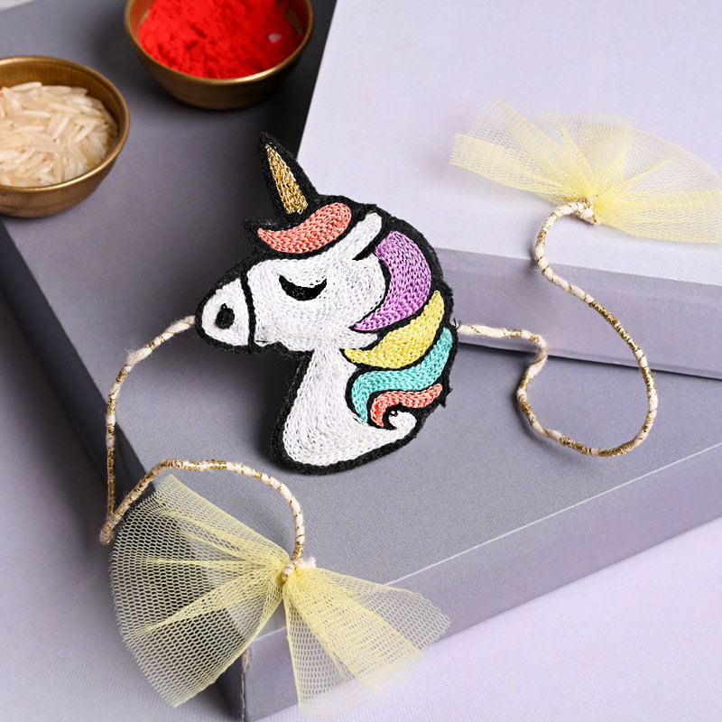 Buy Unicorn Magnetic Frill Rakhi For Kids Online