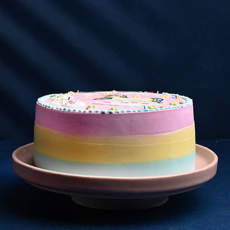 Side scene of Rainbow Designer Cake