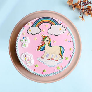 Side scene of Rainbow Designer Cake