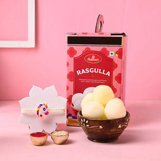 Unicorn Rakhi With Haldiram Rasgulla