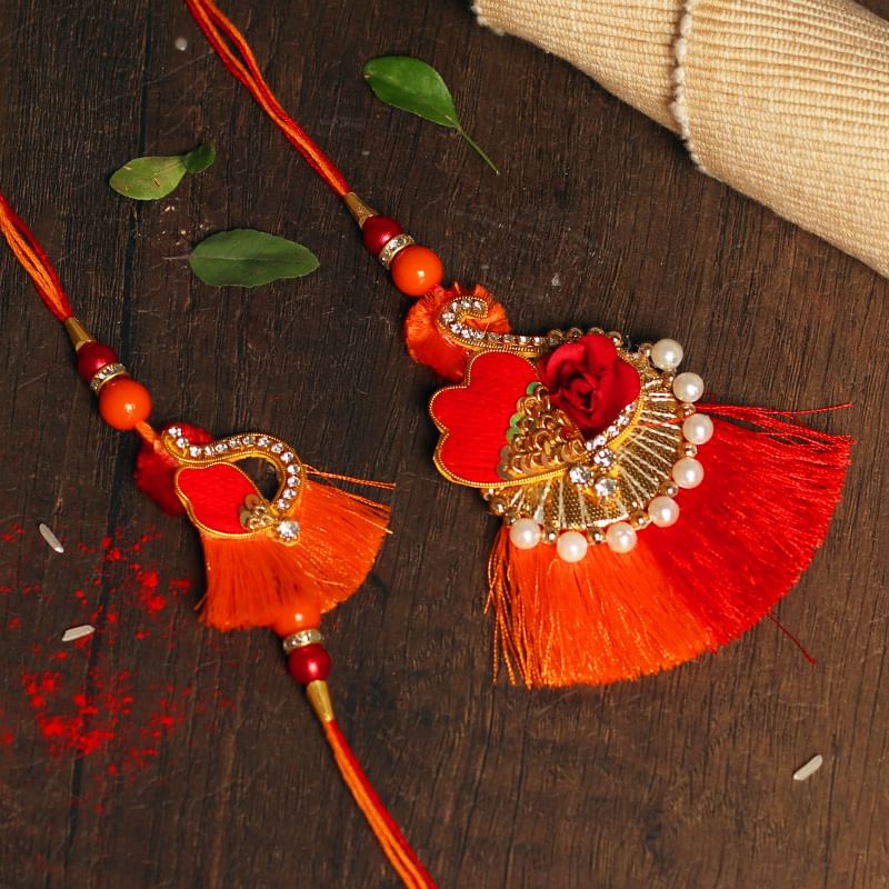 Unique Bhai Bhabhi Zardosi Rakhi