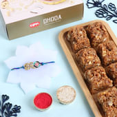 Unique Bro Dial Rakhi With Dhoda Barfi