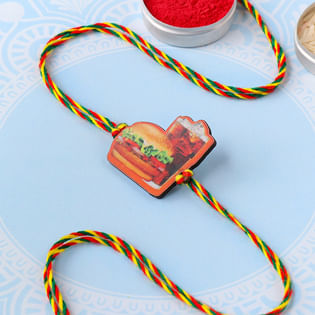 Foodie Designer Rakhi Online for Brother with burger fiestas