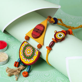 Terracotta Bhaiya Bhabhi Rakhi Set