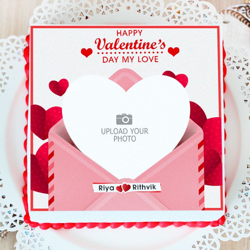 Valentine Couples Photo cake - Top View