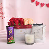 Valentine Love Roses Candle With Chocolates