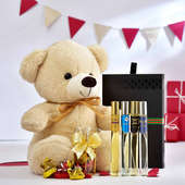 Valentine Teddy Parfum N Chocolates Hamper