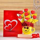 Valentines Card N Handmade Chocolates In Smiley Pot