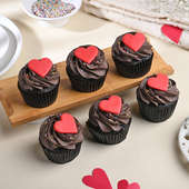 Valentines Heart Chocolate Cup Cakes Set Of 6