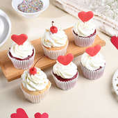 Valentines Special Cherry N Fondant Heart Cupcakes