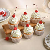 Special Vanilla Cupcakes With Cherry On Top