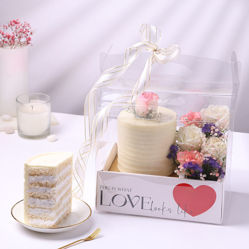 Vanilla Bento Cake N Roses Love Box