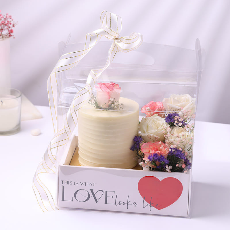 Vanilla Bento Cake N Roses Love Box