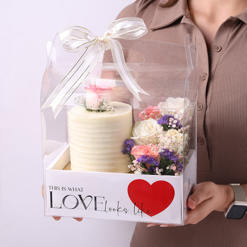 Vanilla Bento Cake N Roses Love Box
