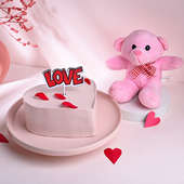 Vanilla Heart Shape Cake with Teddy