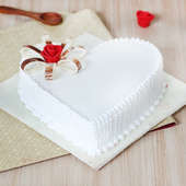 Heart Shaped Vanilla Cake With Rose On Top