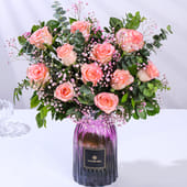 Vase Of Elegant Pink Roses